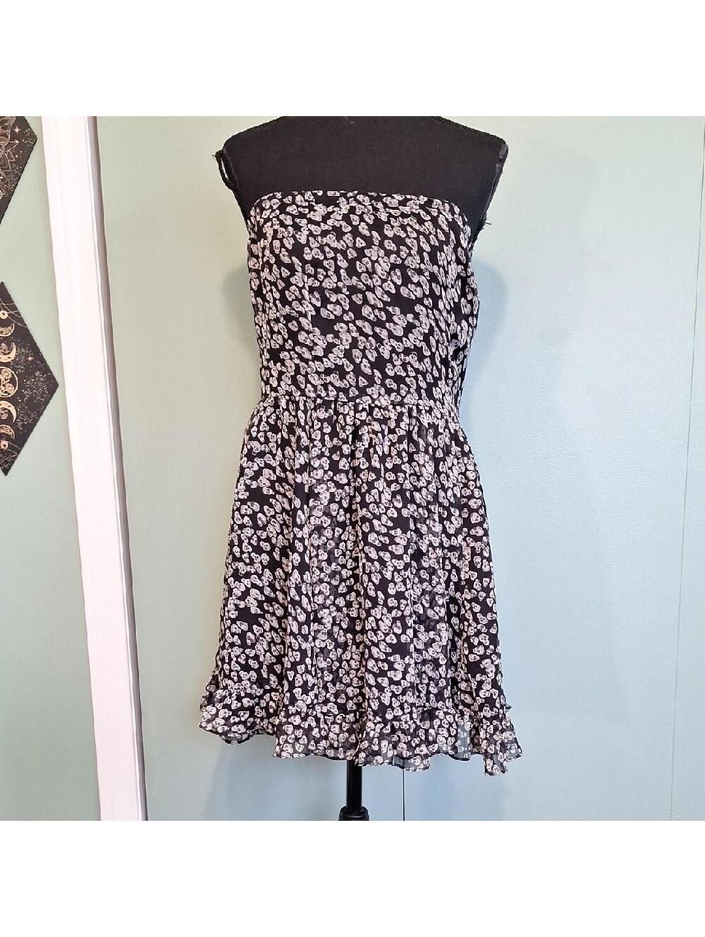 Tripp Nyc Daang Goodman Strapless Black And White Skull Print Dress Size Large